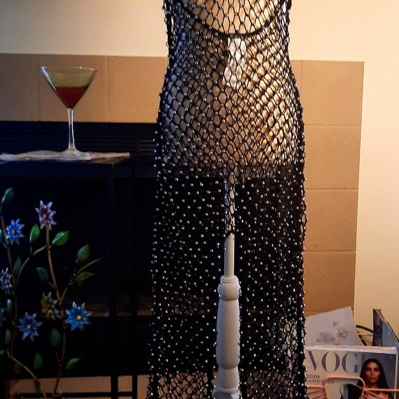 🩷NEW!⭐️ Fishnet gorgeous halter jumpsuit with grommets and stretch♥️ - Picture 5 of 6